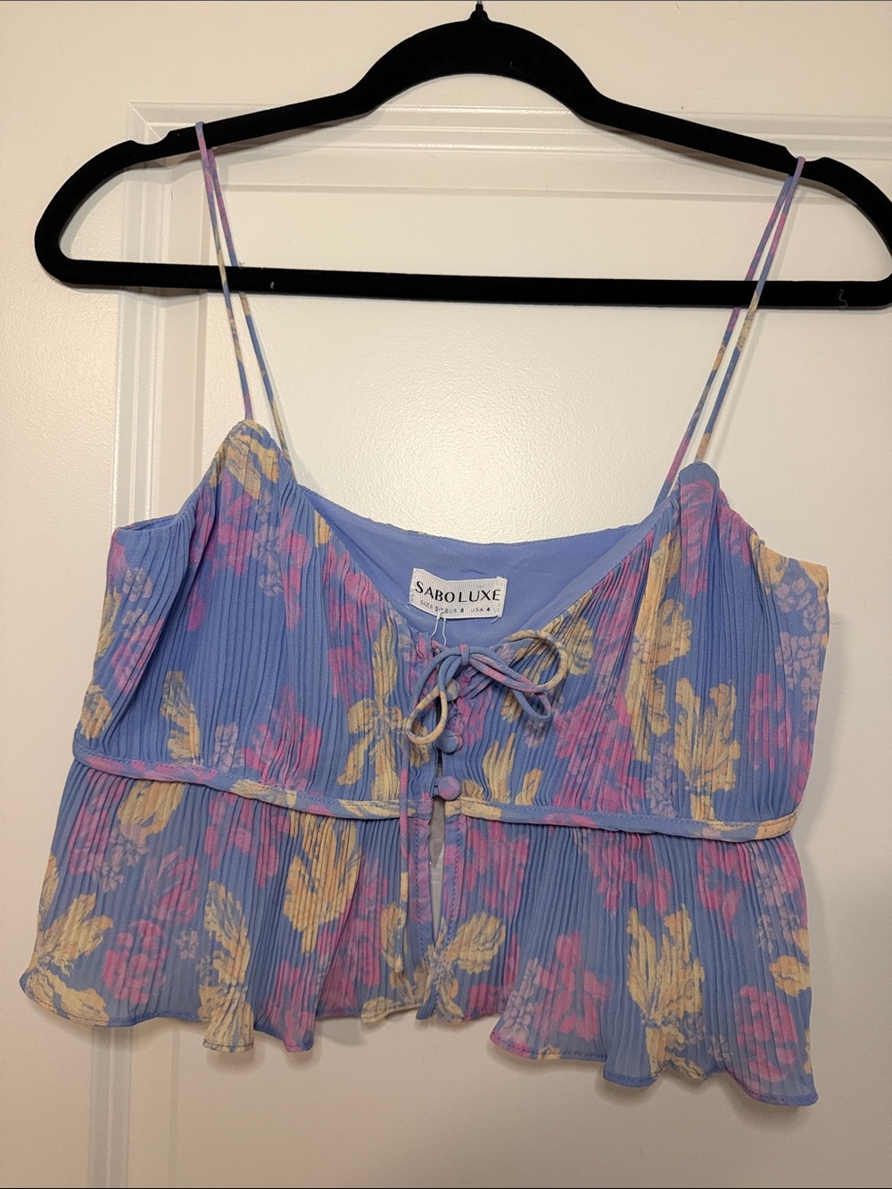 Sabo Luxe Lilac Floral Pleated Camisole